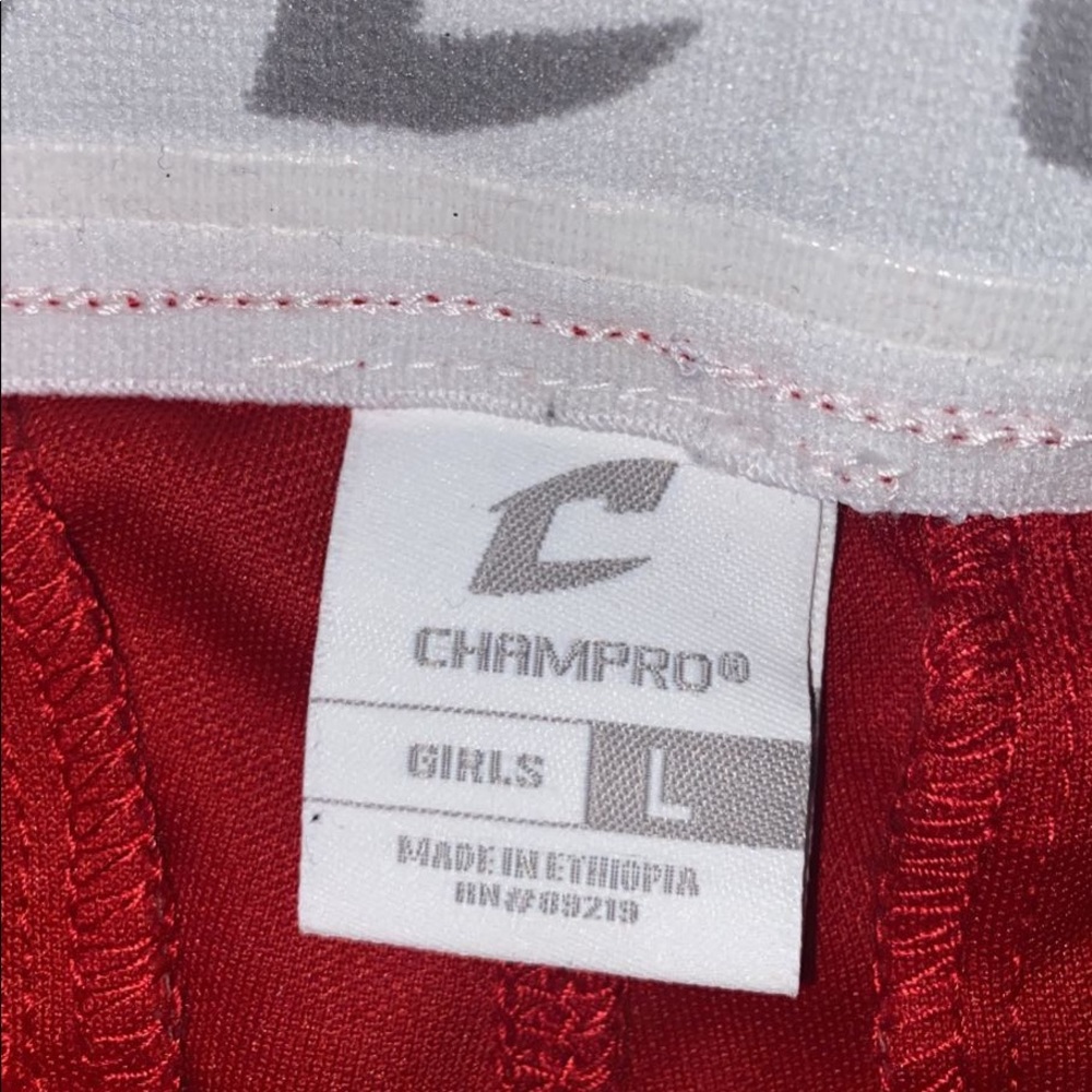 Girls red softball pants